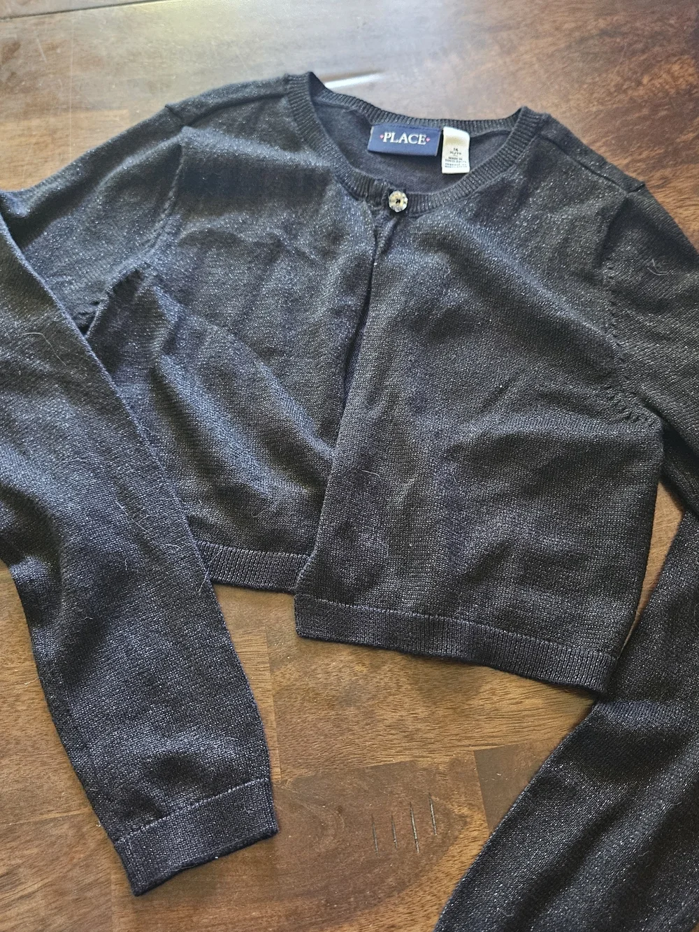 The Children's Place Black Sparkle Cropped Cardigan